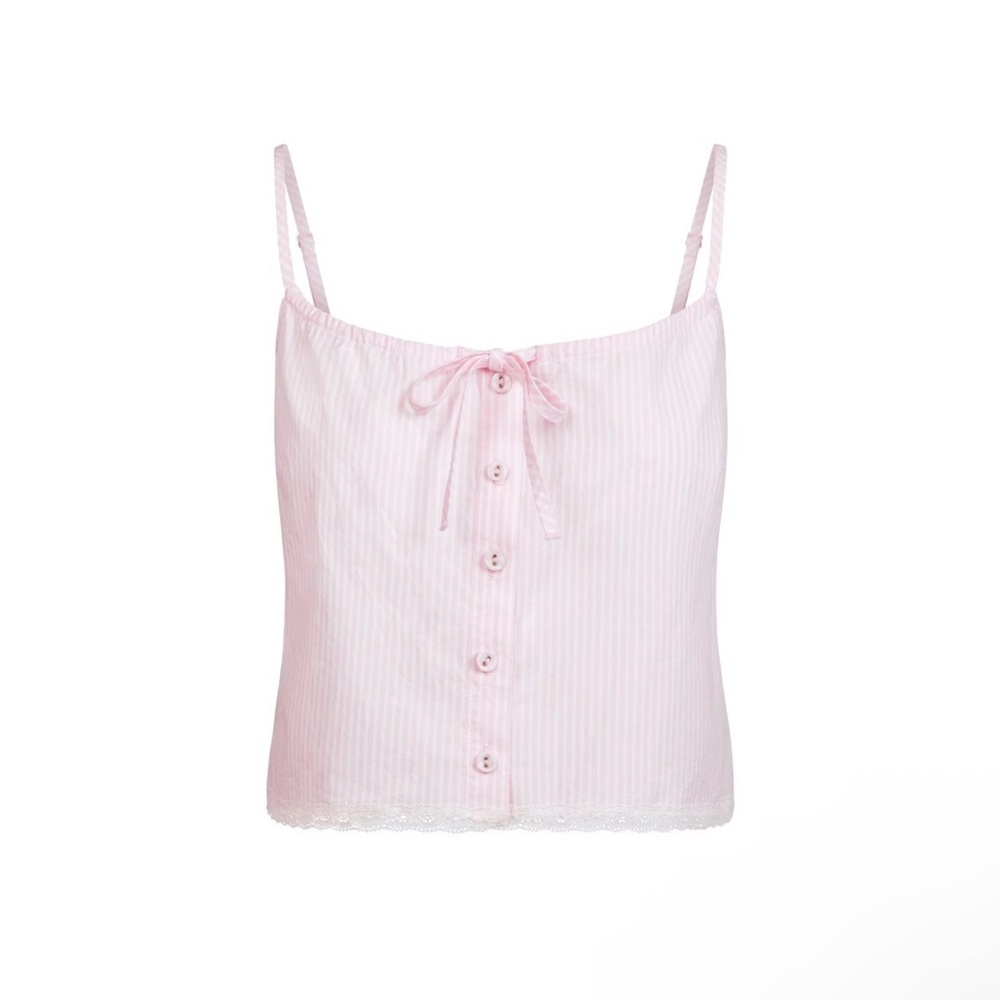 Skims SET Cherry Blossom Cotton Poplin Striped Tank AND Short Size Large NWT - Picture 2 of 4